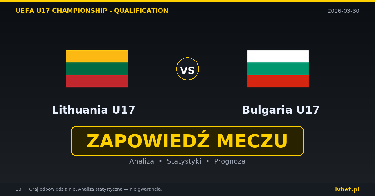 Lithuania U17 – Bulgaria U17 typy bukmacherskie 30.3.2026