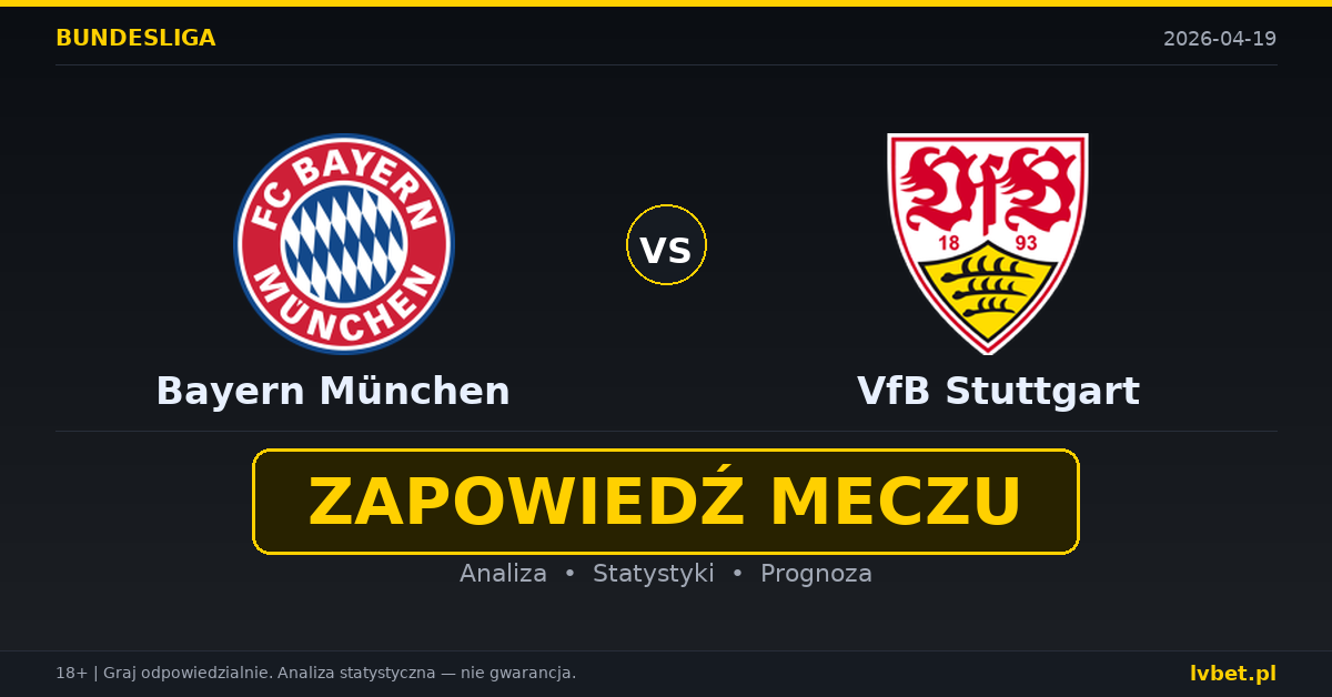 Bayern München – VfB Stuttgart: typy i kursy Bundesliga 19.4.2026 | kursy 1.40/5.50/6.50