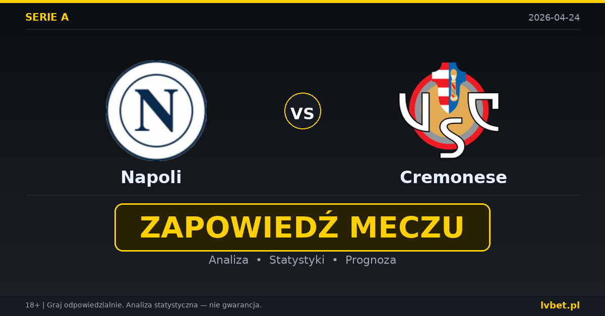 Napoli – Cremonese: typy i kursy Serie A 24.4.2026 | kursy 1.33/5.00/10.00