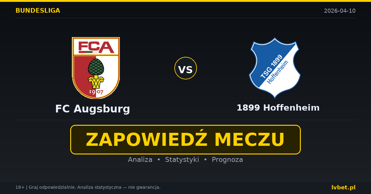FC Augsburg – 1899 Hoffenheim: typy i kursy Bundesliga 10.4.2026 | kursy 3.40/3.80/2.05