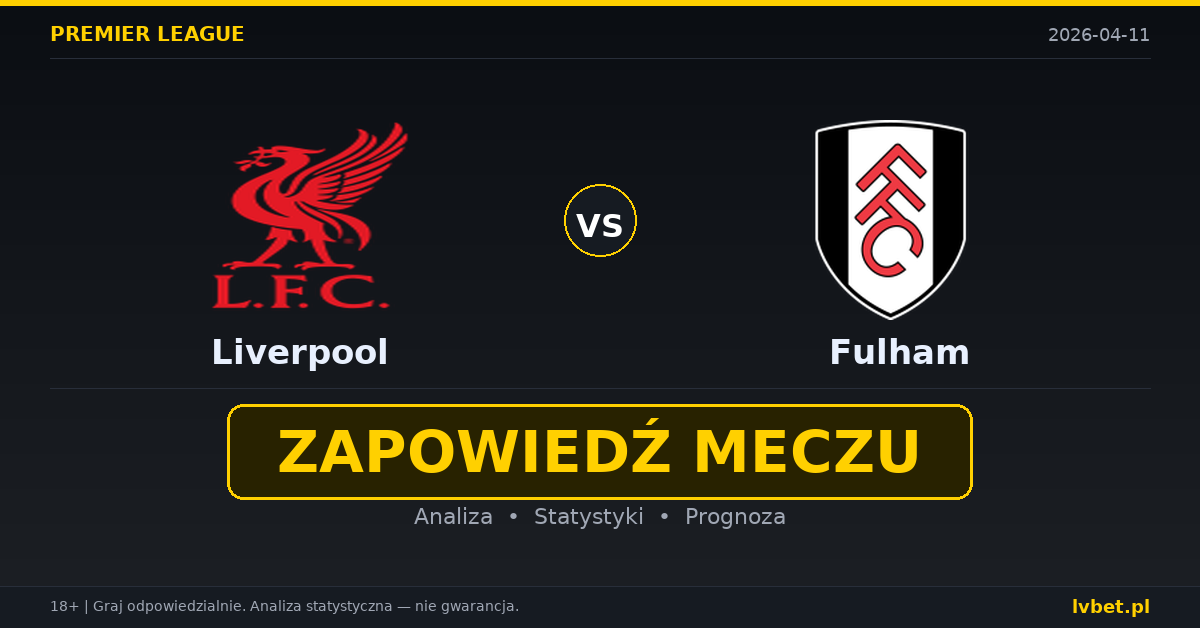 Liverpool – Fulham: typy i kursy Premier League 11.4.2026 | kursy 1.67/4.20/4.75
