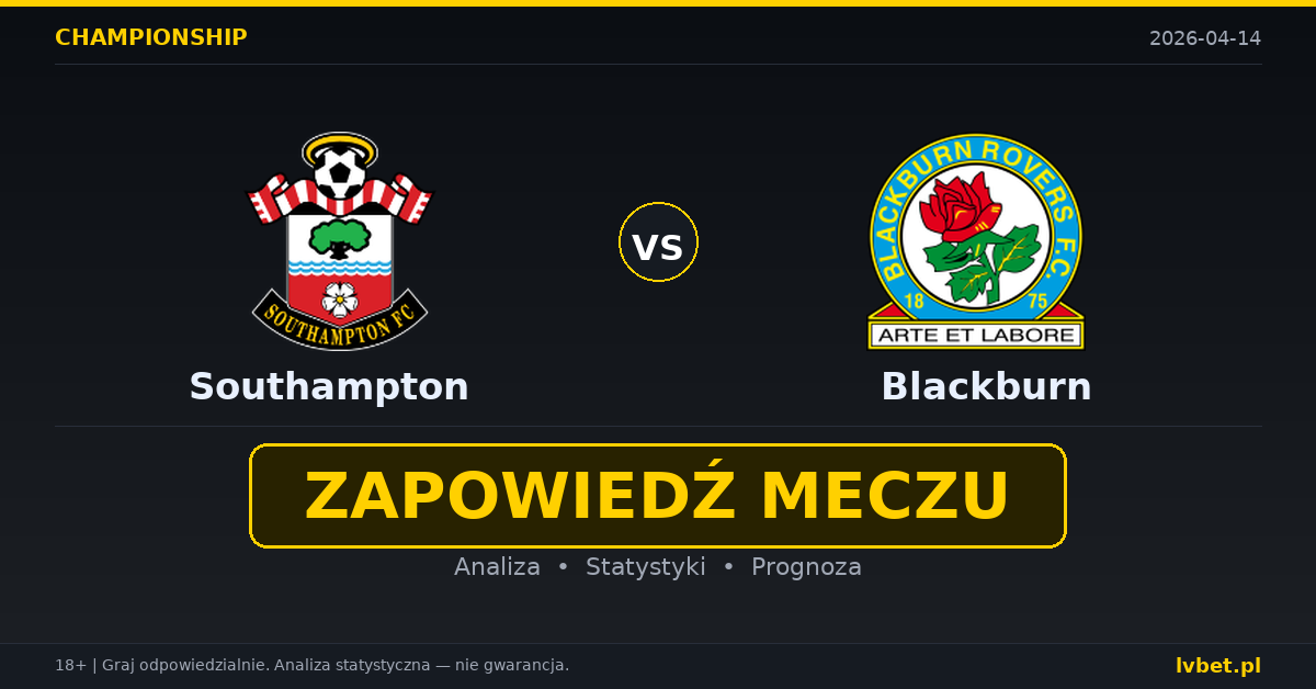 Southampton – Blackburn: typy i kursy Championship (Anglia II liga) 14.4.2026 | kursy 1.53/4.10/6.00
