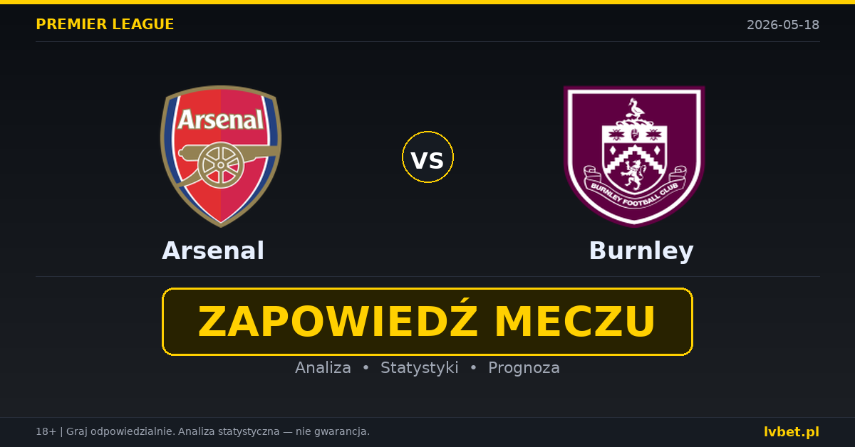 Arsenal – Burnley: typy i kursy Premier League 18.5.2026 | kursy 1.08/13.00/29.00 Arsenal – Burnley: typy i kursy Premier League 18.5.2026 | kursy 1.08/13.00/29.00