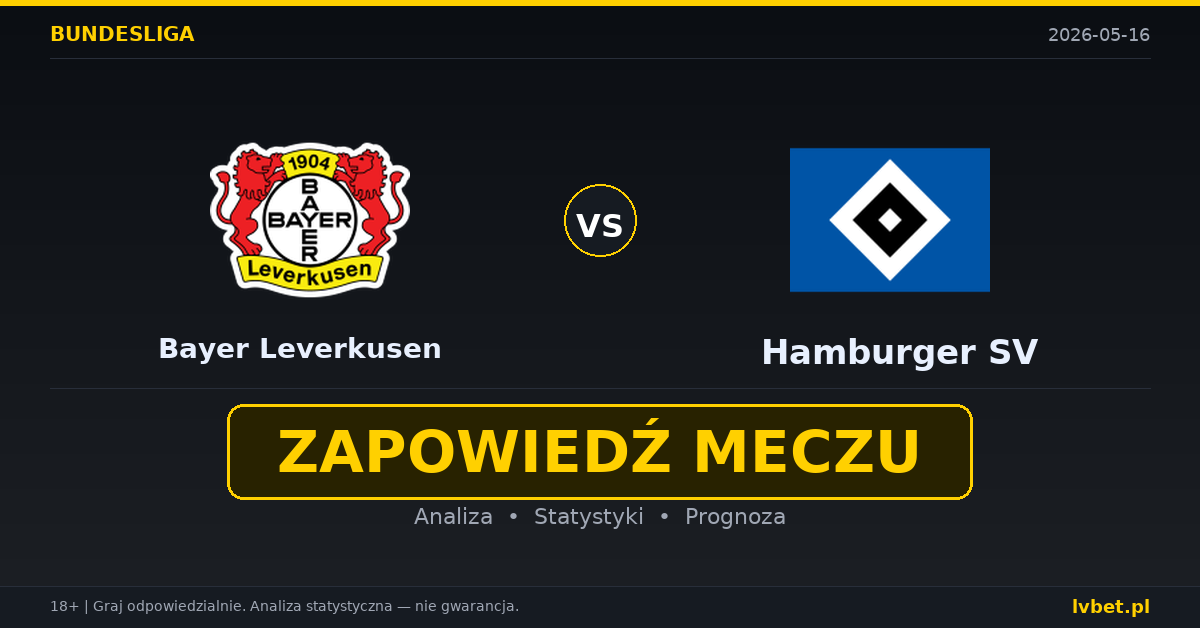 Bayer Leverkusen – Hamburger SV: typy i kursy Bundesliga 16.5.2026 | kursy 1.25/6.50/10.00