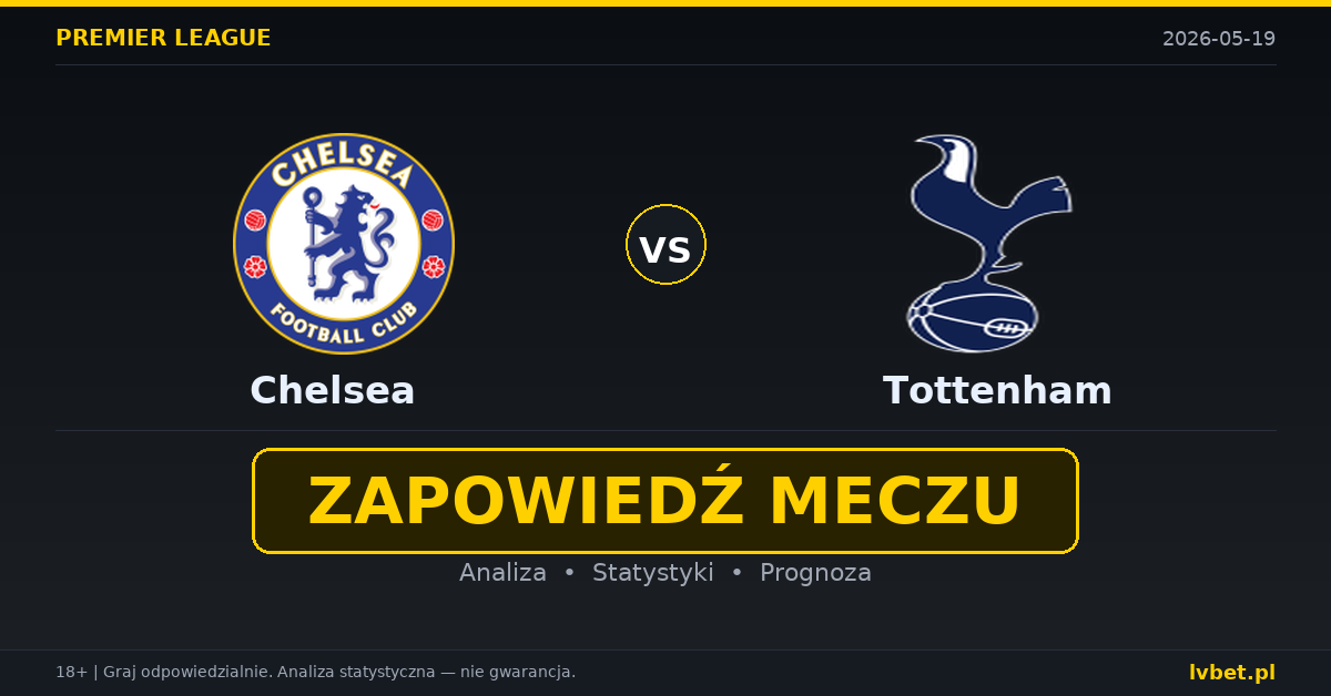 Chelsea – Tottenham: typy i kursy Premier League 19.5.2026 | kursy 1.90/3.80/4.00