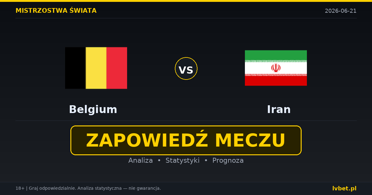 Belgia – Iran: typy, kursy, zapowiedź (21.06.2026) Belgia – Iran: typy, kursy, zapowiedź (21.06.2026)