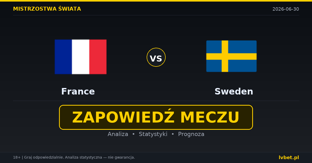 Francja – Szwecja: typy, kursy, zapowiedź (30.06.2026)