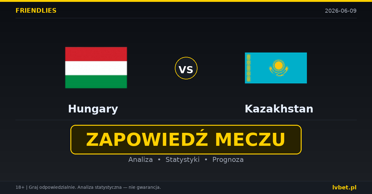 Węgry – Kazachstan: typy i kursy Mecze towarzyskie 9.6.2026 | kursy 1.22/5.50/11.00 Węgry – Kazachstan: typy i kursy Mecze towarzyskie 9.6.2026 | kursy 1.22/5.50/11.00