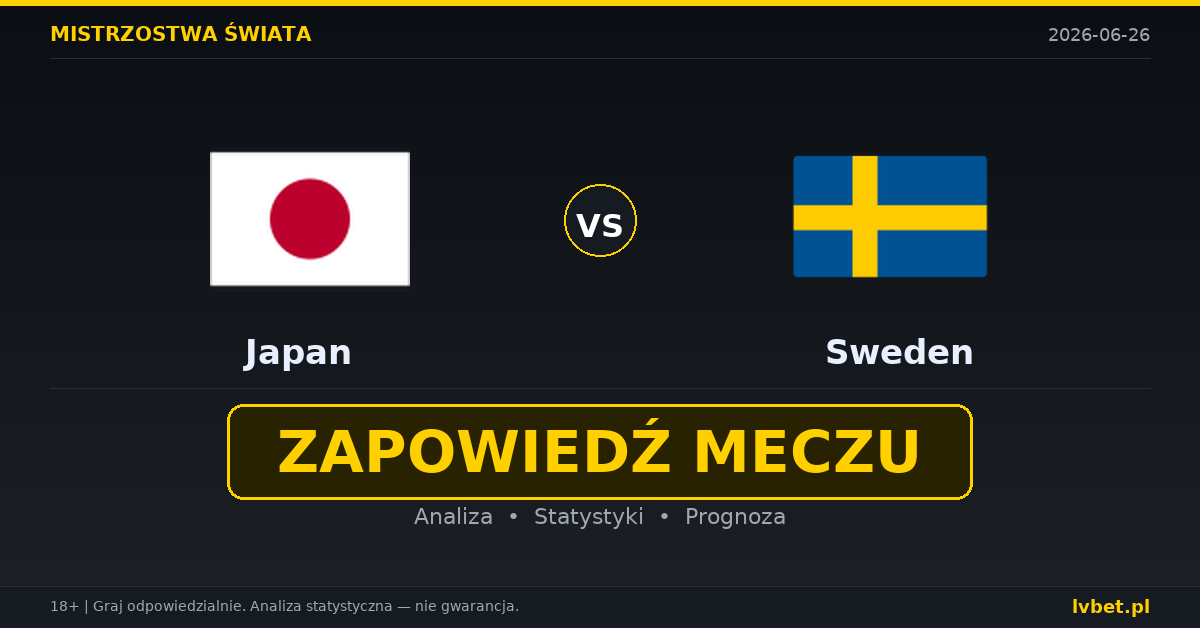 Japonia – Szwecja: typy, kursy, zapowiedź (26.06.2026)