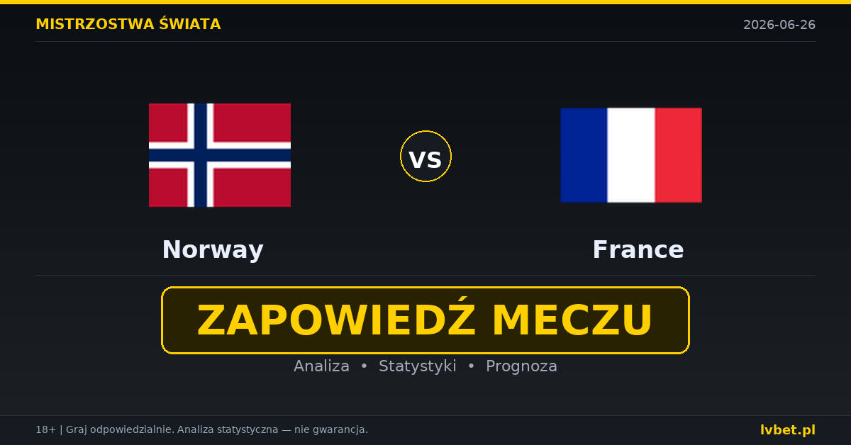 Norwegia – Francja: typy, kursy, zapowiedź (26.06.2026)