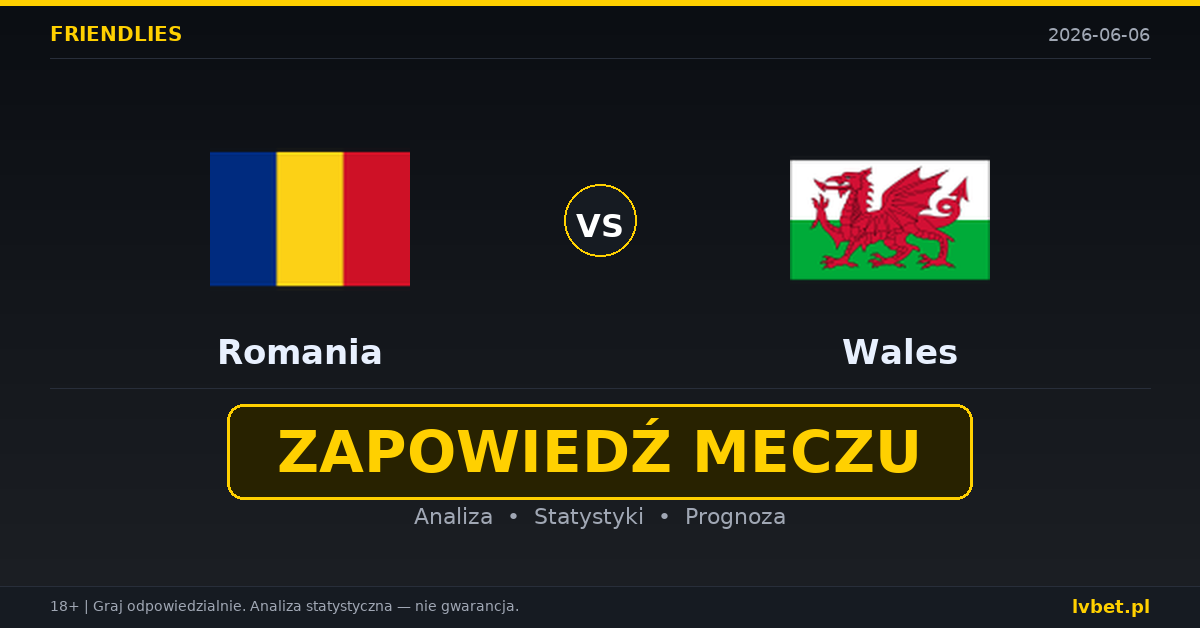 Rumunia – Walia: typy i kursy Mecze towarzyskie 6.6.2026 | kursy 2.63/3.00/2.75 Rumunia – Walia: typy i kursy Mecze towarzyskie 6.6.2026 | kursy 2.63/3.00/2.75