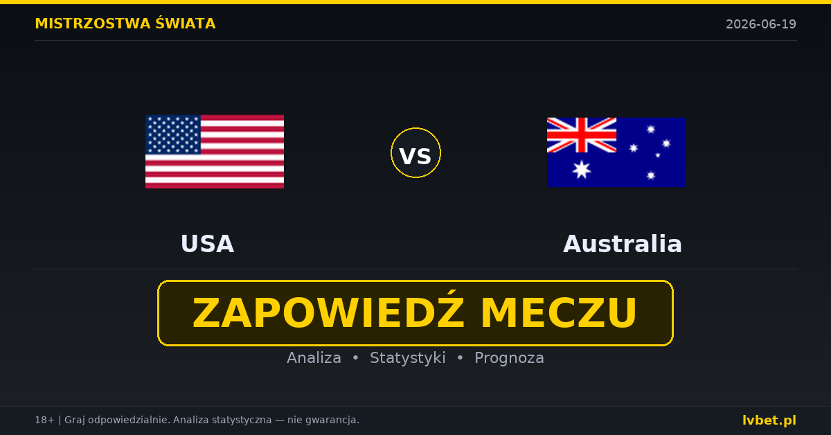 USA – Australia: typy, kursy, zapowiedź (19.06.2026) USA – Australia: typy, kursy, zapowiedź (19.06.2026)