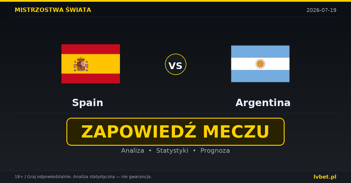 Hiszpania – Argentyna: typy, kursy, zapowiedź (19.07.2026) Hiszpania – Argentyna: typy, kursy, zapowiedź (19.07.2026)