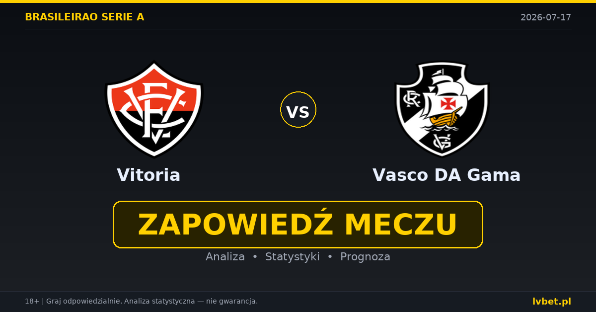 Vitoria – Vasco DA Gama: typy, kursy, zapowiedź (17.07.2026)