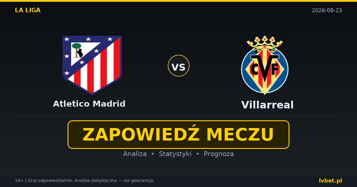 Atletico Madrid – Villarreal: typy, kursy, zapowiedź (23.08.2026)