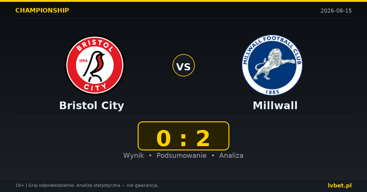 Bristol City – Millwall: typy, kursy, zapowiedź (15.08.2026)