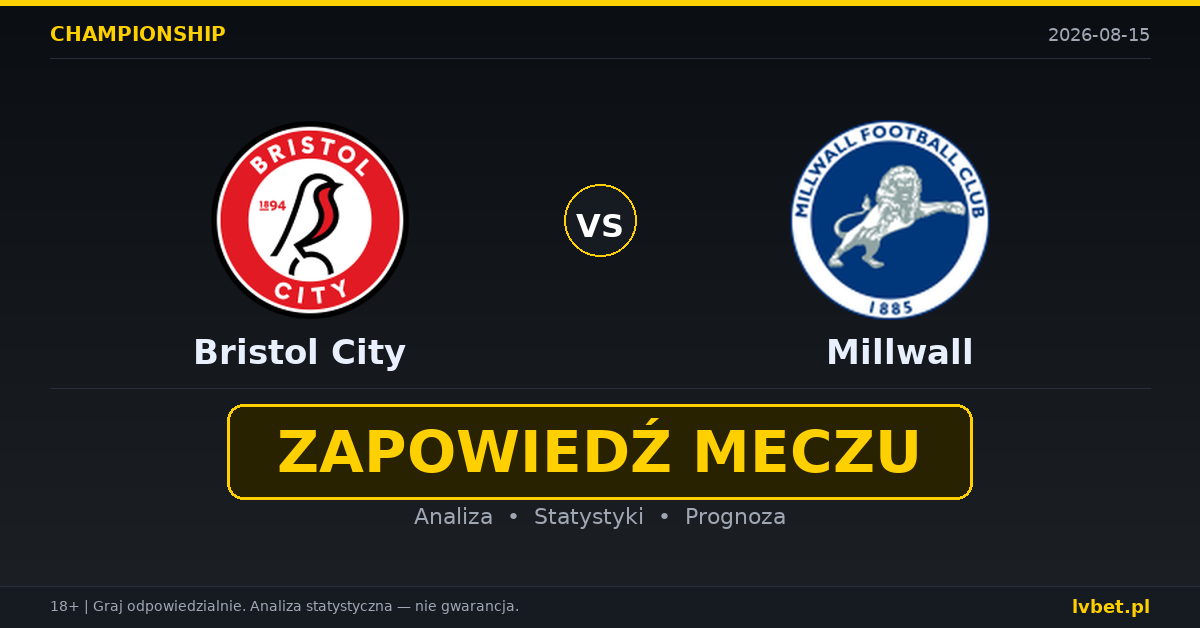 Bristol City – Millwall: typy, kursy, zapowiedź (15.08.2026) Bristol City – Millwall: typy, kursy, zapowiedź (15.08.2026)
