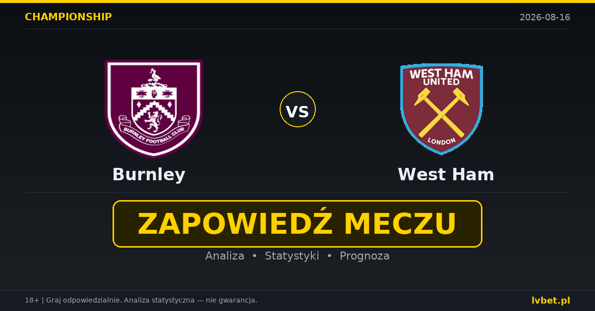 Burnley – West Ham: typy, kursy, zapowiedź (16.08.2026)