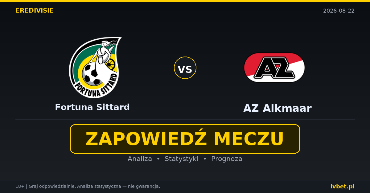 Fortuna Sittard – AZ Alkmaar: typy, kursy, zapowiedź (22.08.2026) Fortuna Sittard – AZ Alkmaar: typy, kursy, zapowiedź (22.08.2026)