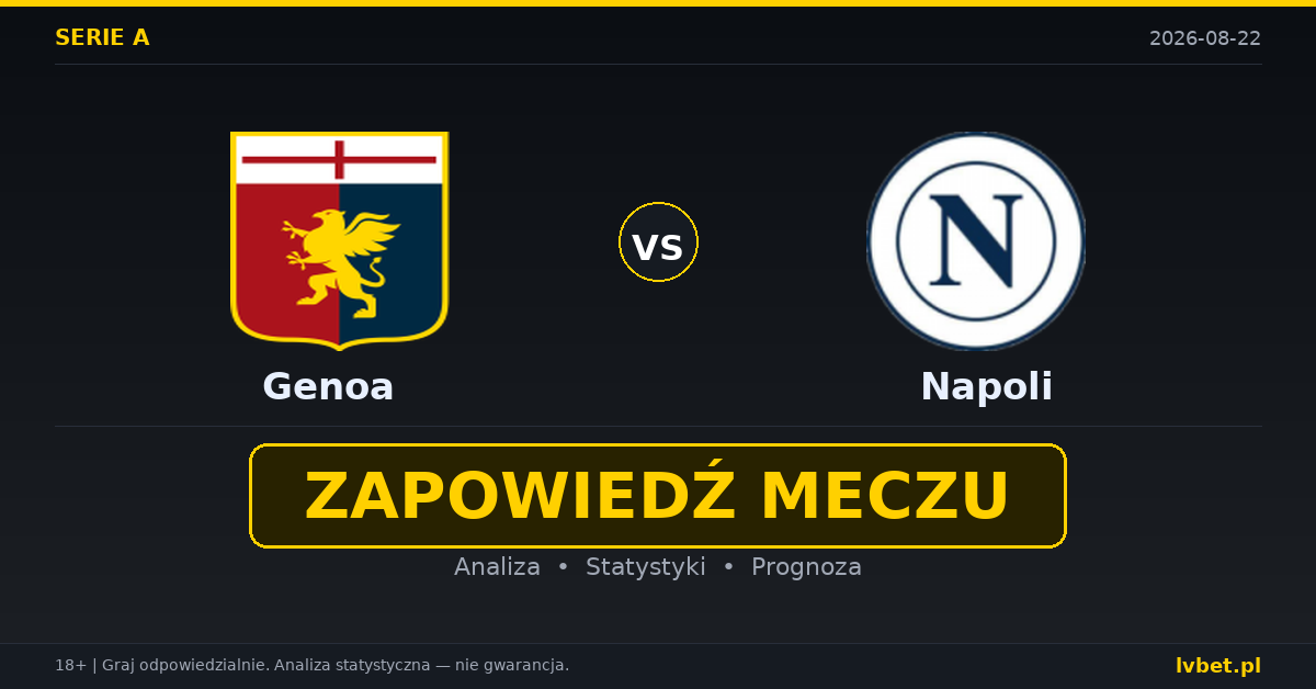 Genoa – Napoli: typy, kursy, zapowiedź (22.08.2026) Genoa – Napoli: typy, kursy, zapowiedź (22.08.2026)