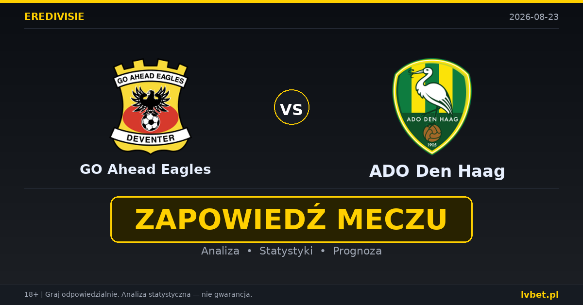 GO Ahead Eagles – ADO Den Haag: typy, kursy, zapowiedź (23.08.2026) GO Ahead Eagles – ADO Den Haag: typy, kursy, zapowiedź (23.08.2026)