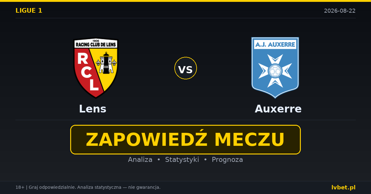 Lens – Auxerre: typy, kursy, zapowiedź (22.08.2026) Lens – Auxerre: typy, kursy, zapowiedź (22.08.2026)