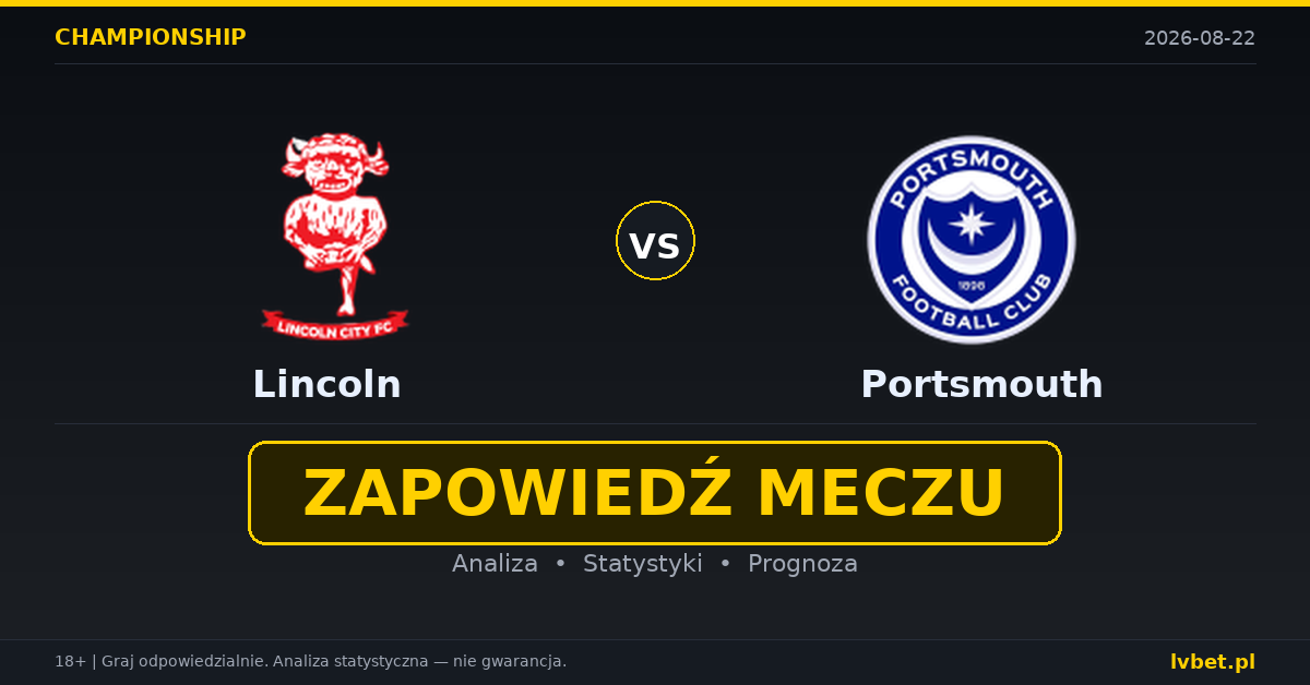 Lincoln – Portsmouth: typy, kursy, zapowiedź (22.08.2026) Lincoln – Portsmouth: typy, kursy, zapowiedź (22.08.2026)