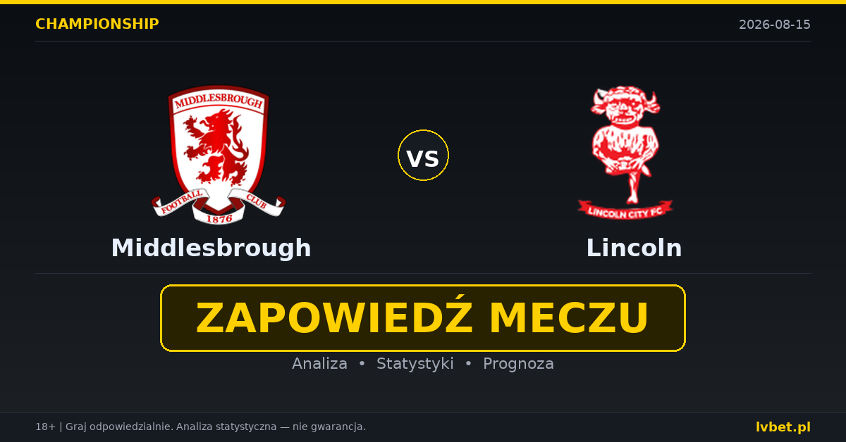 Middlesbrough – Lincoln: typy, kursy, zapowiedź (15.08.2026) Middlesbrough – Lincoln: typy, kursy, zapowiedź (15.08.2026)