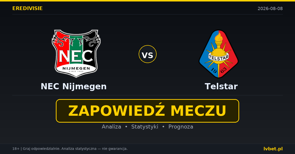 NEC Nijmegen – Telstar: typy, kursy, zapowiedź (08.08.2026) NEC Nijmegen – Telstar: typy, kursy, zapowiedź (08.08.2026)