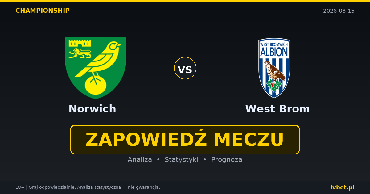 Norwich – West Brom: typy, kursy, zapowiedź (15.08.2026)