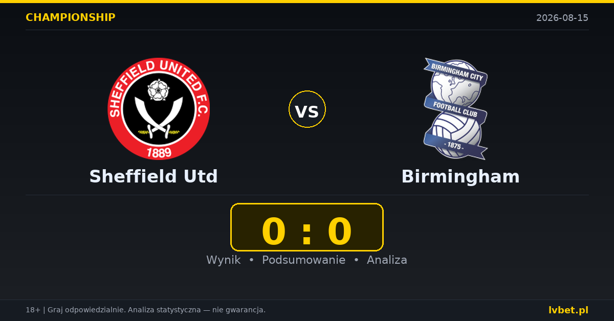 Sheffield Utd – Birmingham: typy, kursy, zapowiedź (15.08.2026)