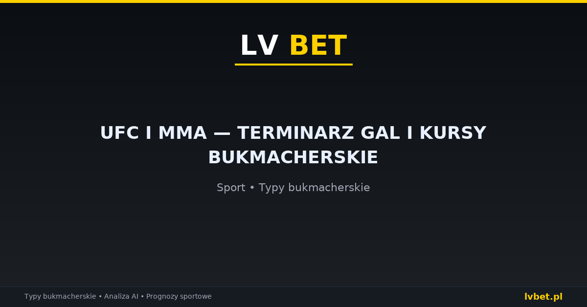 UFC i MMA — terminarz gal i kursy bukmacherskie