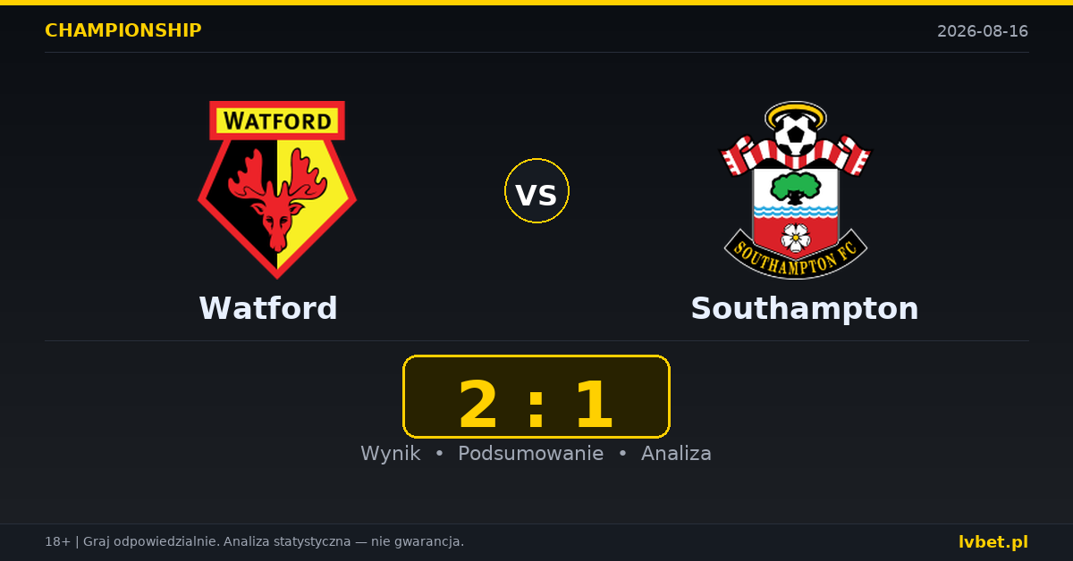 Watford – Southampton: typy, kursy, zapowiedź (16.08.2026)