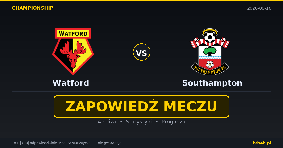 Watford – Southampton: typy, kursy, zapowiedź (16.08.2026) Watford – Southampton: typy, kursy, zapowiedź (16.08.2026)