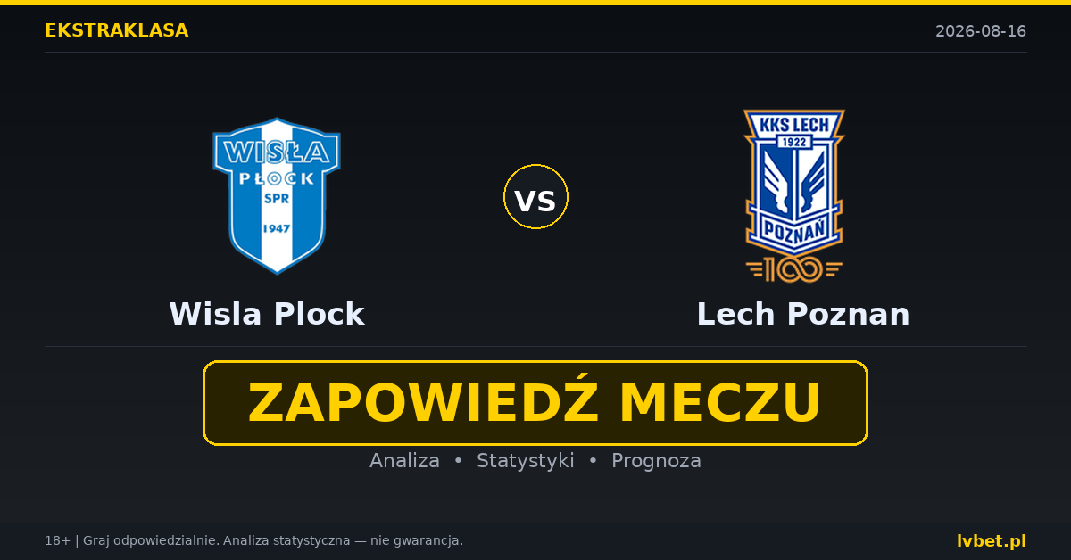 Wisla Plock – Lech Poznan: typy, kursy, zapowiedź (16.08.2026) Wisla Plock – Lech Poznan: typy, kursy, zapowiedź (16.08.2026)