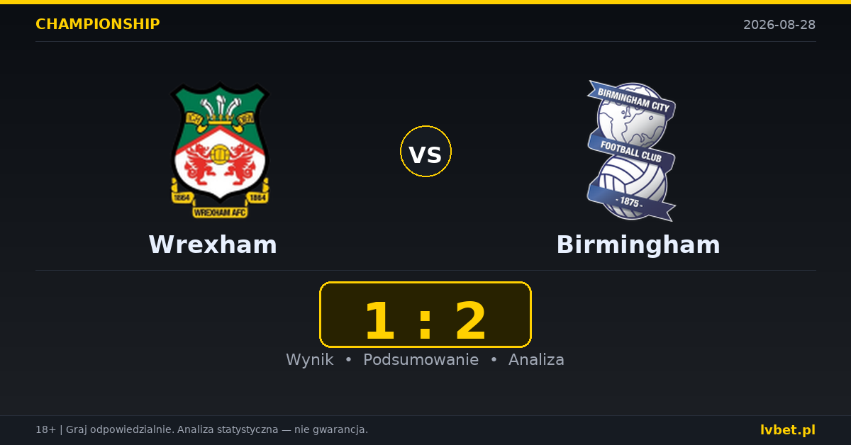 Wrexham – Birmingham: typy, kursy, zapowiedź (28.08.2026)