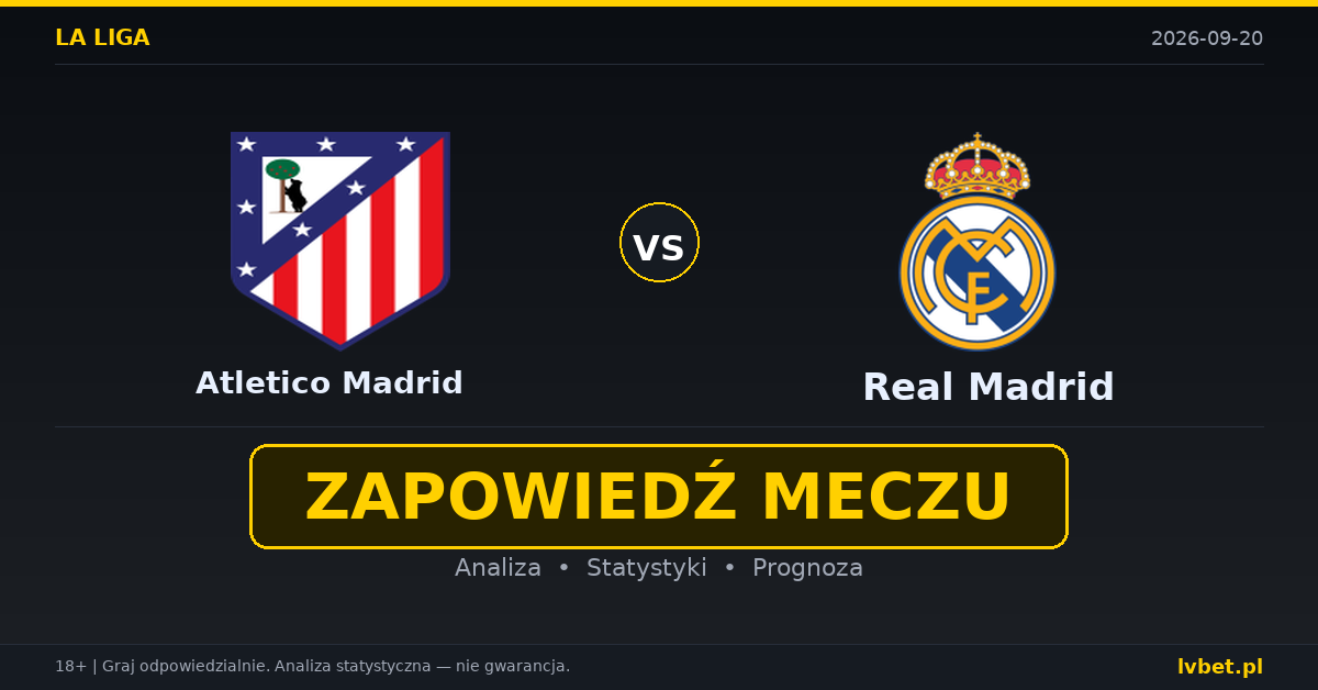 Atletico Madrid – Real Madrid: typy, kursy, zapowiedź (20.09.2026) Atletico Madrid – Real Madrid: typy, kursy, zapowiedź (20.09.2026)