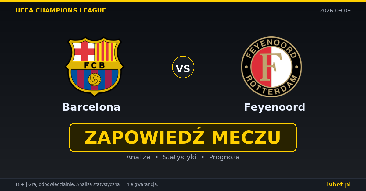 Barcelona – Feyenoord: typy, kursy, zapowiedź (09.09.2026)