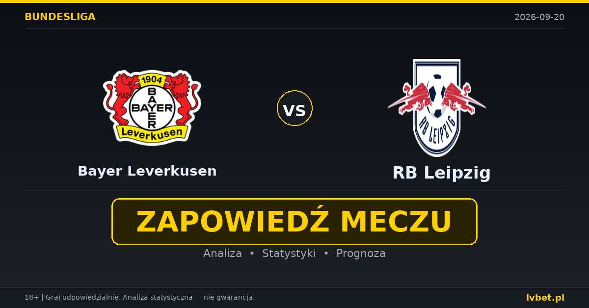 Bayer Leverkusen – RB Leipzig: typy, kursy, zapowiedź (20.09.2026) Bayer Leverkusen – RB Leipzig: typy, kursy, zapowiedź (20.09.2026)