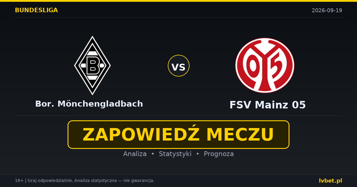 Borussia Mönchengladbach – FSV Mainz 05: typy, kursy, zapowiedź (19.09.2026) Borussia Mönchengladbach – FSV Mainz 05: typy, kursy, zapowiedź (19.09.2026)
