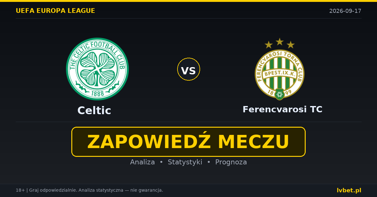 Celtic – Ferencvarosi TC: typy, kursy, zapowiedź (17.09.2026)