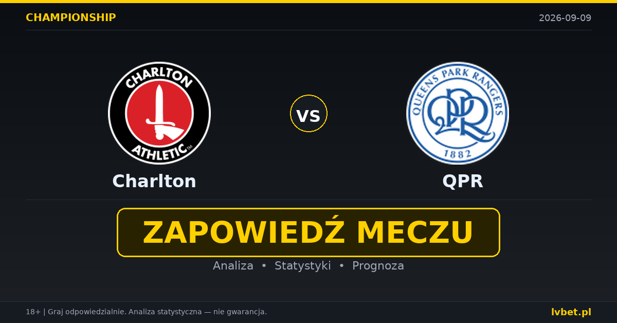 Charlton – QPR: typy, kursy, zapowiedź (09.09.2026) Charlton – QPR: typy, kursy, zapowiedź (09.09.2026)