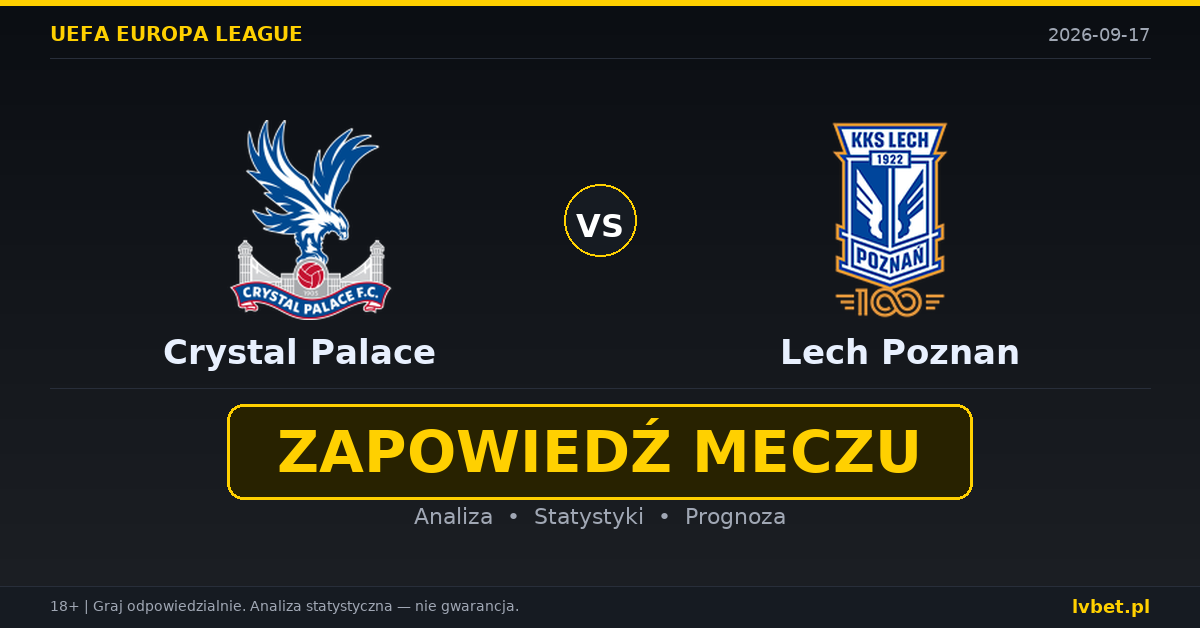 Crystal Palace – Lech Poznan: typy, kursy, zapowiedź (17.09.2026) Crystal Palace – Lech Poznan: typy, kursy, zapowiedź (17.09.2026)