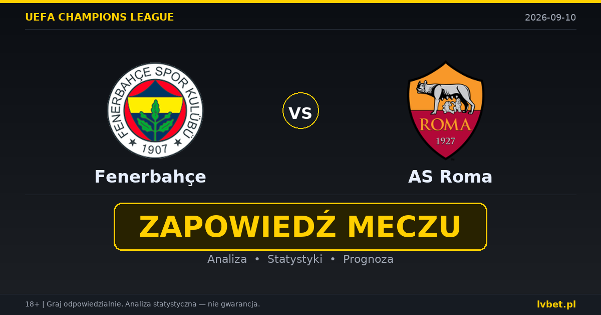 Fenerbahçe – AS Roma: typy, kursy, zapowiedź (10.09.2026) Fenerbahçe – AS Roma: typy, kursy, zapowiedź (10.09.2026)