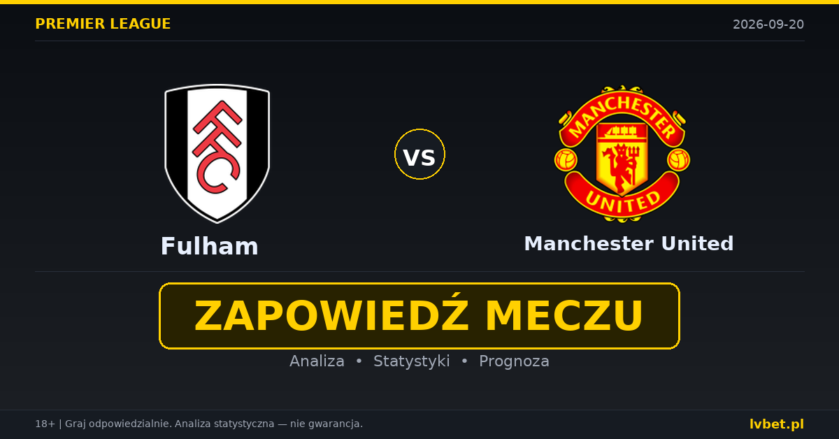 Fulham – Manchester United: typy, kursy, zapowiedź (20.09.2026) Fulham – Manchester United: typy, kursy, zapowiedź (20.09.2026)