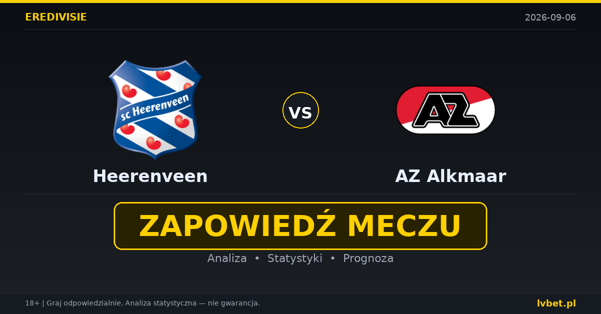 Heerenveen – AZ Alkmaar: typy, kursy, zapowiedź (06.09.2026)