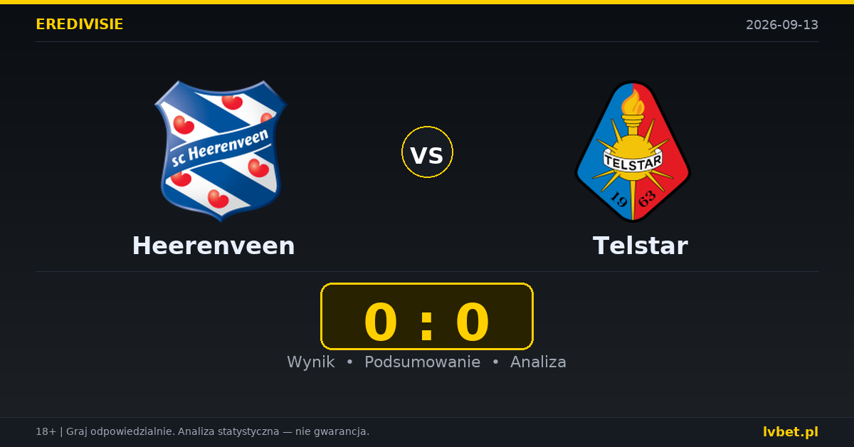 Heerenveen – Telstar: typy, kursy, zapowiedź (13.09.2026)