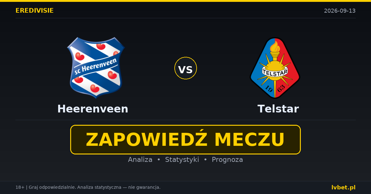 Heerenveen – Telstar: typy, kursy, zapowiedź (13.09.2026) Heerenveen – Telstar: typy, kursy, zapowiedź (13.09.2026)