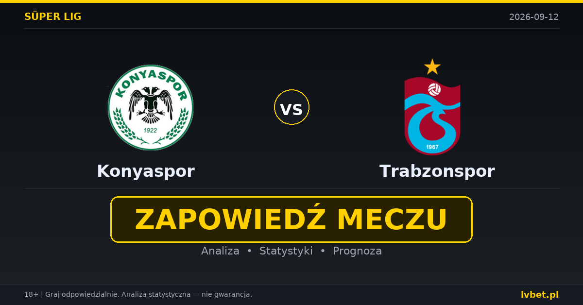 Konyaspor – Trabzonspor: typy, kursy, zapowiedź (12.09.2026) Konyaspor – Trabzonspor: typy, kursy, zapowiedź (12.09.2026)