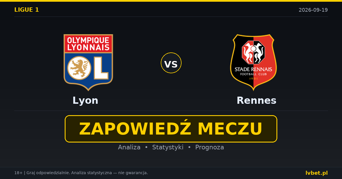 Lyon – Rennes: typy, kursy, zapowiedź (19.09.2026) Lyon – Rennes: typy, kursy, zapowiedź (19.09.2026)